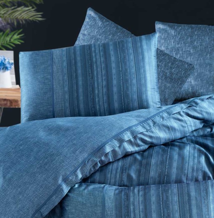 Постельное белье Do&Co Premium "Talya", 2-х спальное (евро), голубой