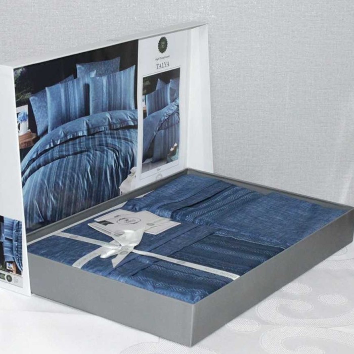 Постельное белье Do&Co Premium "Talya", 2-х спальное (евро), голубой