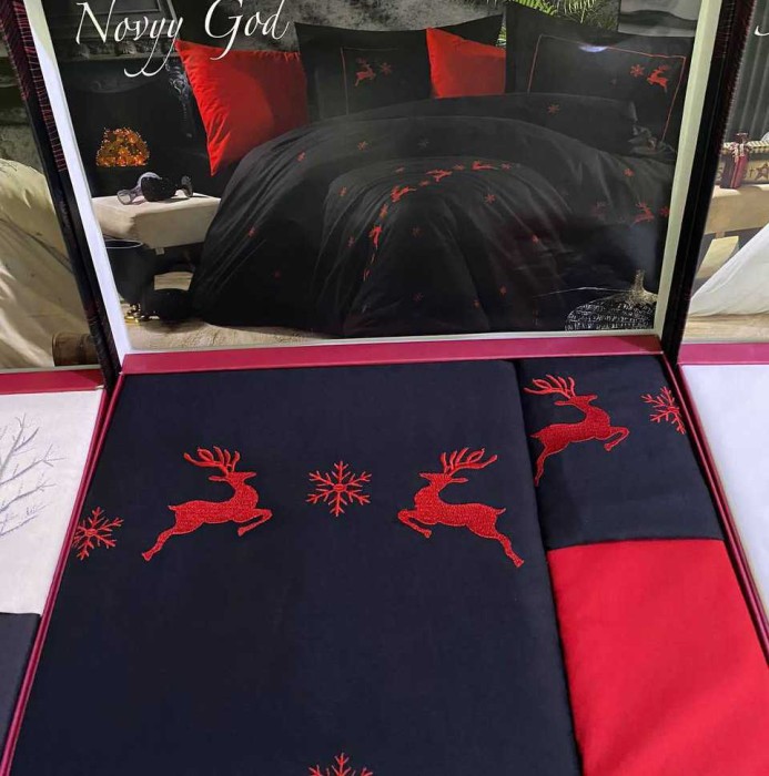 Постельное белье Ronesa Home вышивка "Novyy God", 2-х спальное (евро)