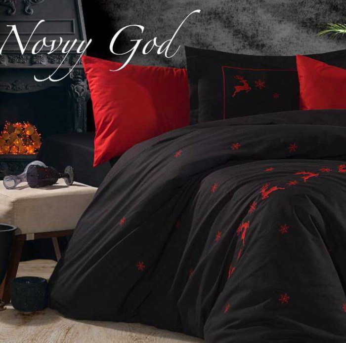 Постельное белье Ronesa Home вышивка "Novyy God", 2-х спальное (евро)