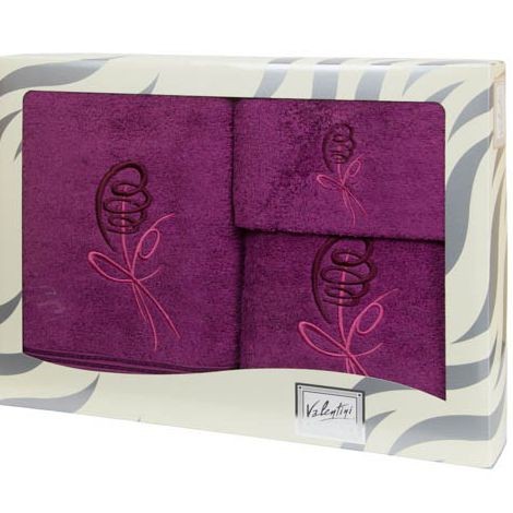 Комплект полотенец Valentini "80053", 1158, 3 шт, фиолетовый